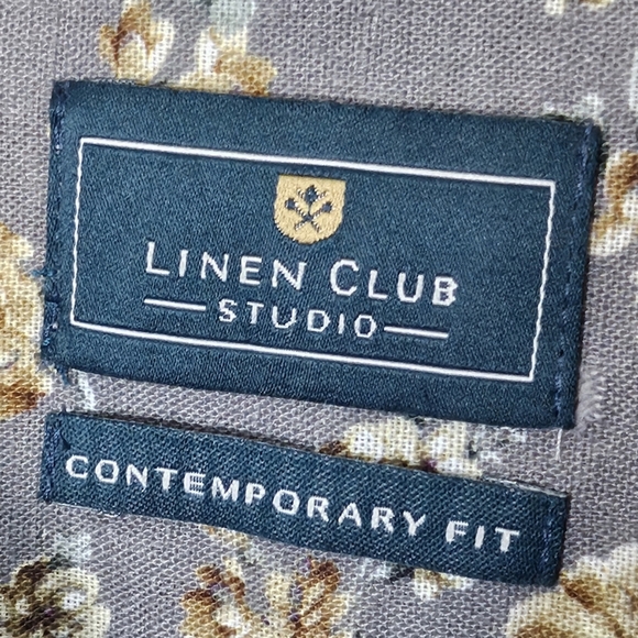 NWOT Linen Club Studio Floral Button Down Short Sleeve Shirt  - Size XL - Picture 3 of 10